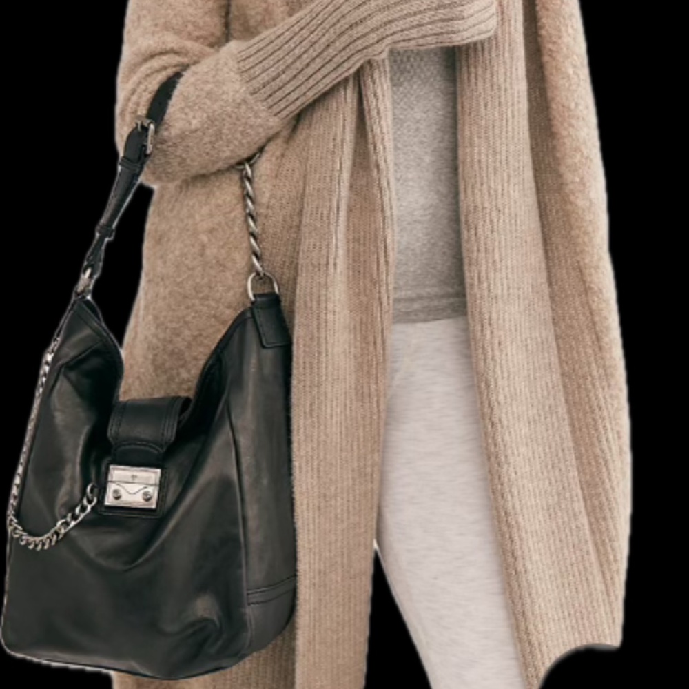 Frye ellla Black Hobo Bag with silver hardware-chain accents Relaxed Silhouette